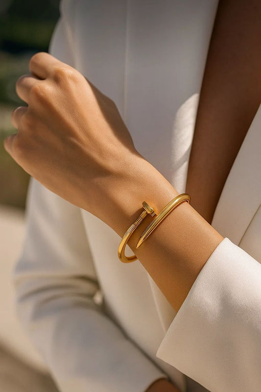 Elegant Gold Nail Bracelet-Minimal Luxury Jewellery for Women